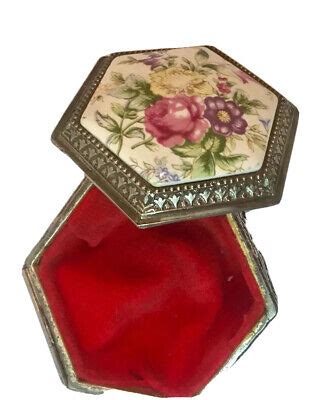 metal octogan trinket box|Metal Octagon Trinket Box with Porcelain Overlay Top .